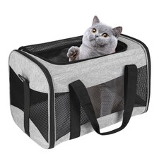 Cat Carrying Case - Pet Carrier Airline 20.0"L x 13.0"W x 13.0"H, grey black