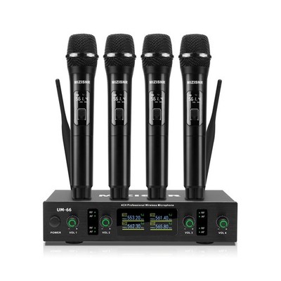 UHF Wireless Microphone Systems, 4 Channels Cordless Handheld Dynam... Fast Ship
