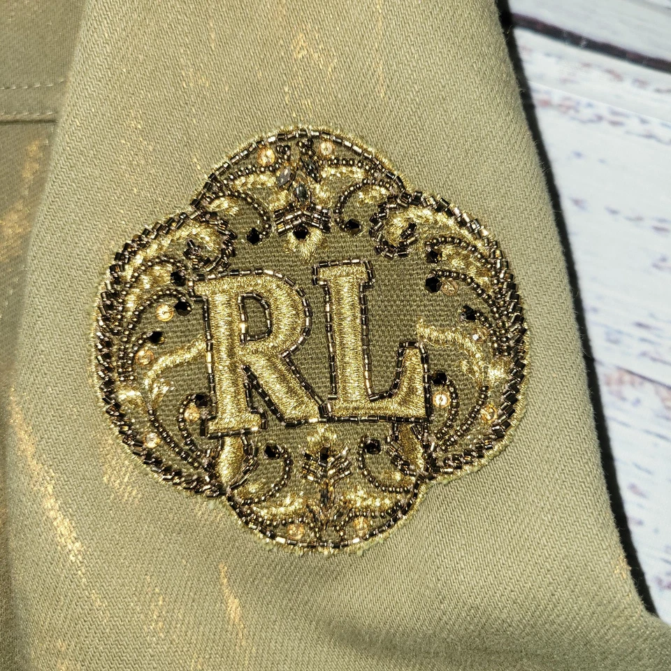 Chaqueta de mezclilla Ralph Lauren etiqueta púrpura para mujer XS 4 Bacall adornada hecha en Italia Foto 2 de 4