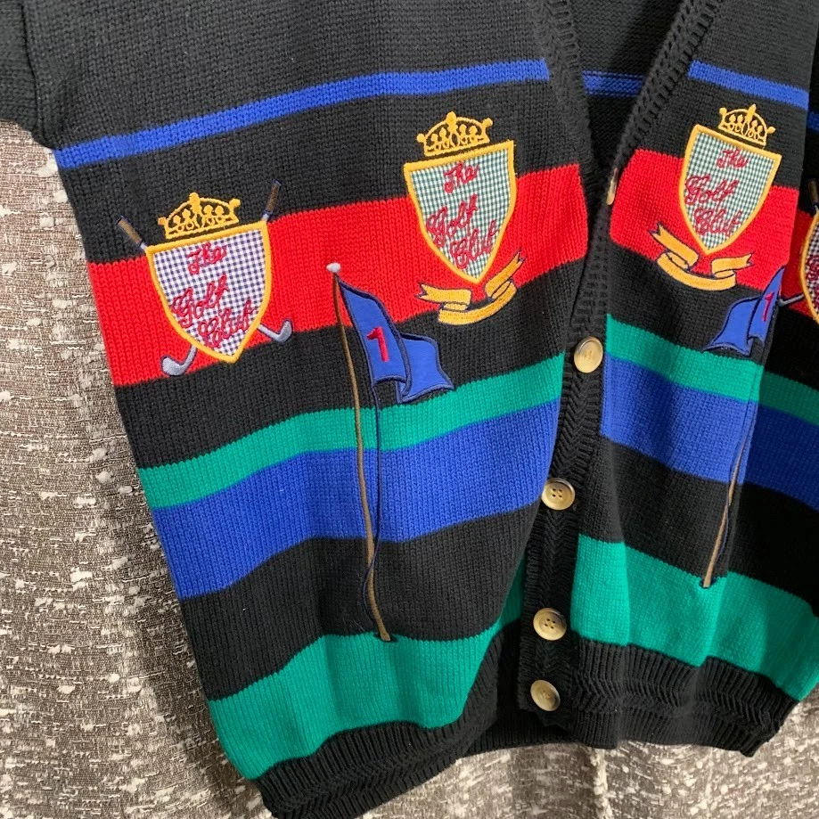 Cárdigan suéter a rayas vintage Hathaway de golf tejido abuelo grande para hombre Foto 4 de 4