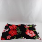 Hawaiian Floral Scarf Black Red with Fringe Ends 64" x 20" — photo 1
