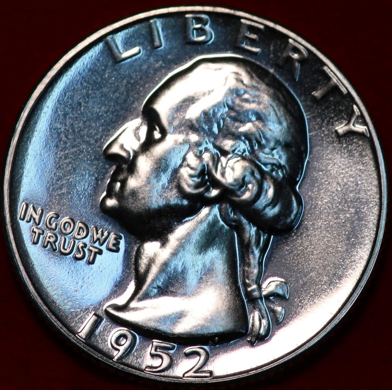 Uncirculated Proof 1952 Philadelphia Mint Silver Washington Quarter