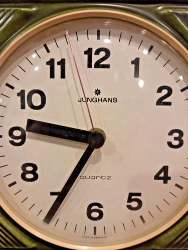 Junghans Céramique Horloge Murale 21x21 CM Vert Vintage Retro Déco Mid Century - Photo 4 sur 6
