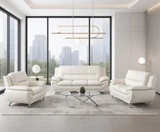 CURBSIDE SHIPPING TO AL, 35453 - White 3PC Sofa Loveseat Chair Leather Gel