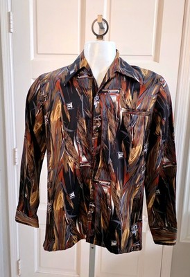 Lancer California True Vintage Butterfly collar Abstract 60s 70s AOP art deco S