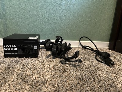 EVGA 500W ATX Power Supply 80 Plus White Certified 100-W1-0500 w/ Cables