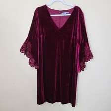 Red Velvet Lace Bell Sleeve Dress 10 Whimsigoth Dark Coquette Boho Victorian