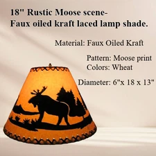 18" MOOSE SCENIC FAUX OILED KRAFT LAMP SHADE