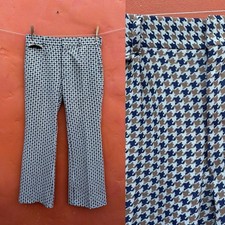 Vintage 1970s Men's pants polyester Houndstooth. flared leg. hippie 34x30