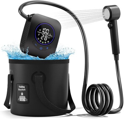 Mytrix Campingdusche Tragbare, 8000Mah Camping Dusche Pumpe Mit Temperaturanzeig