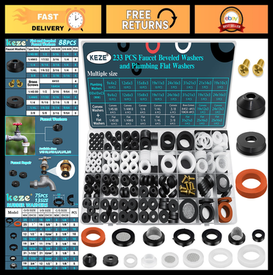 #ad #ad 233 Pcs Plumbing amp; Faucet Washer Assortment Kit for Garden Hose Spigot amp; Valve $35.99