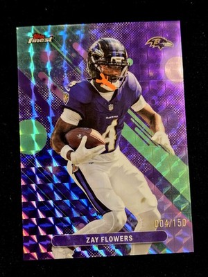 2025 Zay Flowers 4/150 Topps Finest Purple Refractor Color + Jersey # Match 1/1