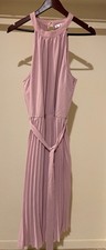 KIRUNDO XL Summer Sleeveless Halter Neck Pleated Midi Cocktail Dresses