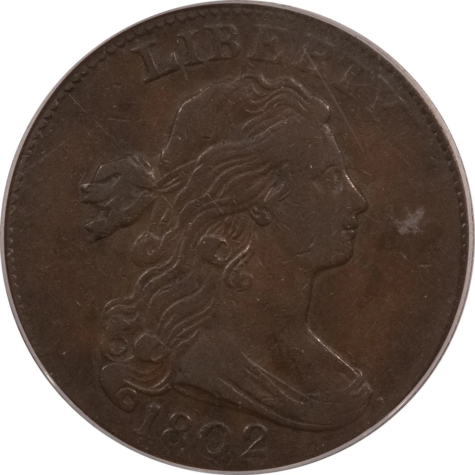 1802 DRAPED BUST CENT - PCGS VF-25, OLD GREEN HOLDER & PREMIUM QUALITY! - Image 2 of 4