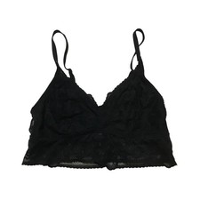 PINK Victoria's Secret Black Floral Lace Longline Bralette Small AA-C Adjustable