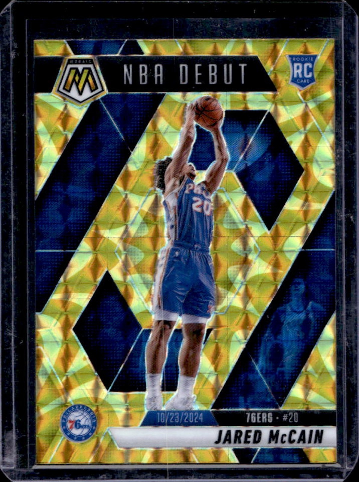 2024-25 Mosaic Jared McCain RC Reactive Yellow NBA Debut #263 76ers