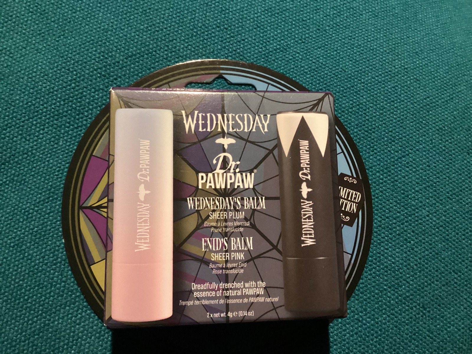 BNIB New Wednesday Addams Dr Paw Paw 2 Lip Balm Collection - 4g Limited Edition