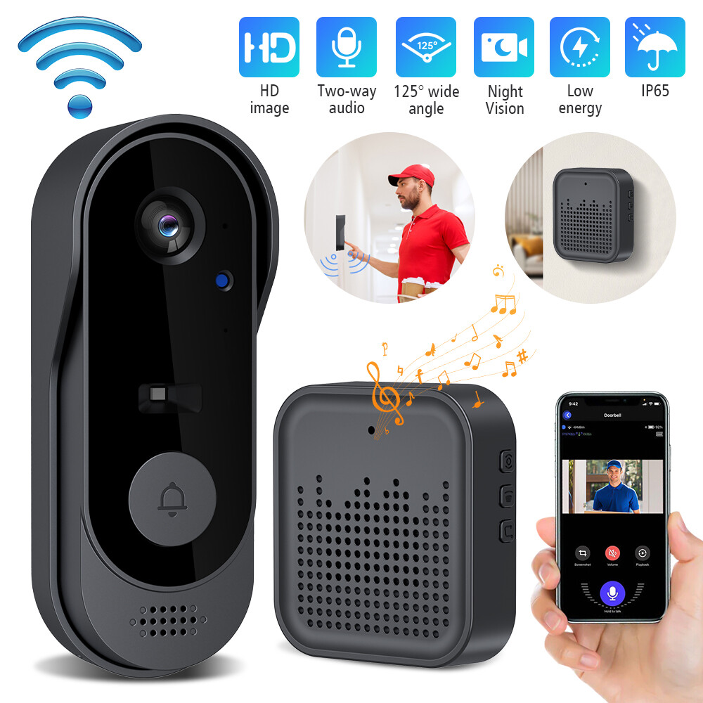 Smart 1080P HD WiFi 2.4G 2-Way Audio Doorbell Intercom Video Camera Live View US