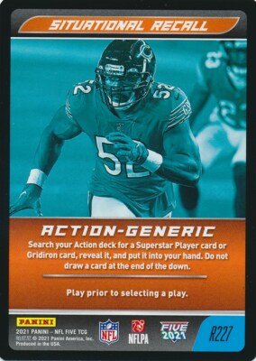 R227 SITUATIONAL RECALL 2021 Panini NFL Five Football TCG RARE BEARS KHALIL  MACK | eBay
