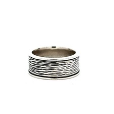 Sterling Silver Patterned Ring/Band Size 9.5 10 mm Wide