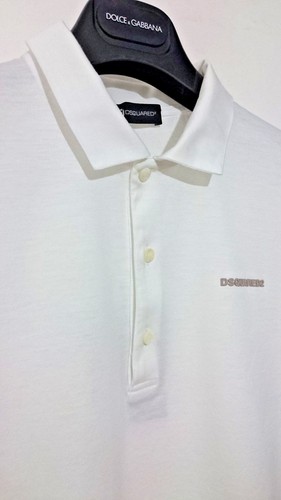 DSQUARED2 POLO BIANCA UOMO MANICA CORTA TAGLIA XL CON BOTTONI COTONE DSQUARED D2 - Foto 5 di 11