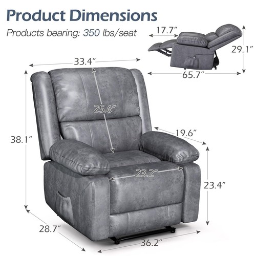PU Leather 3-Seat Recliner Sofa Chair Manual Recliner Couch Home Theater Seating - Picture 72 of 88