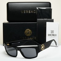 Versace Sunglasses Black Gold Medusa Rectangle RB 4385 GB1/87 56mm