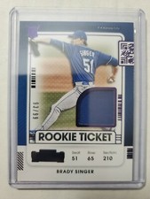 Brady Singer RC 2021 Panini Contenders Rookie Ticket Purple Parallel Relic 93/99