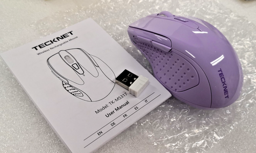 Tecknet TK-MS317 Rechargeable Dual Mode Wireless Mouse 4800 DPI. Lavander 6 btn
