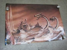 Sea chariot 1977 surrealism  vintage Poster fantasy C727