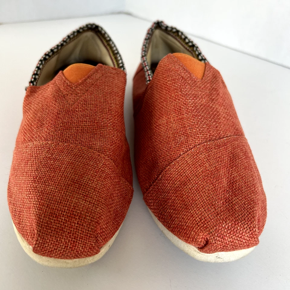 TOMS Mujer Alpargata Zapatos Naranja Lino Sin Cordones Alpargata Talla 9 Foto 3 de 4
