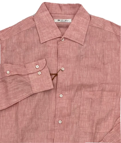Loro Piana Salmon Aloe Linen Long Sleeve Shirt Size XL Made in Italy