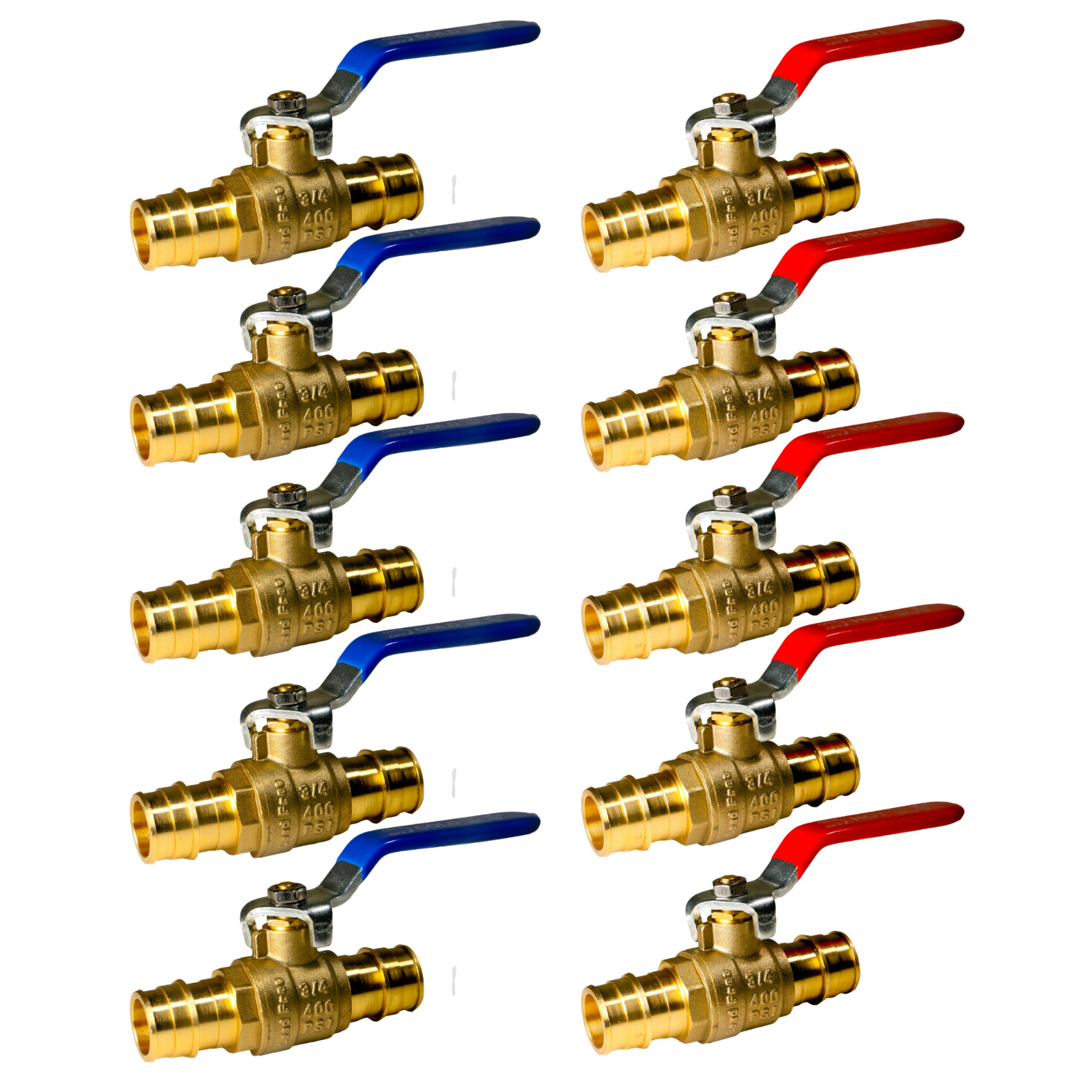 10 Pack XFITTING Pex A Ball Valve, 3/4", 5 of Each, F1960, Pex A Expansion Valve