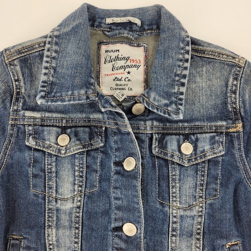 Ruum Blue Denim Jean Jacket Size Small or 7/8 Girls Button Front Classic Trucker - Picture 3 of 16
