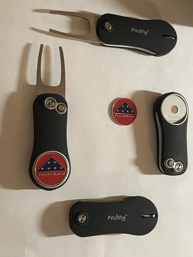 (1) Pitchfix Golf Switchblade Divot Tool Hybrid 2.0 & Folds Of Honor Golf Marker