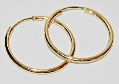 SCHLAFCREOLEN AUS 9 KARAT GOLD ~ 15 mm DURCHMESSER ~ PAAR - MASSIV 9 KARAT GOLD