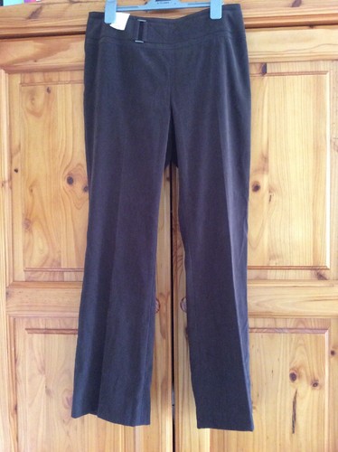 NEW WOMEN'S NEXT TROUSERS FAUX SUEDE CHOCOLATE BROWN BNWT PETITE UK 12 - Picture 2 of 12