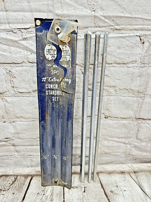 Vintage Globemaster Extra-Long Concrete Stardrill Set 1/4 3/8 1/2'' x 12'' Japan