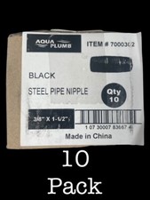 BLACK IRON PIPE NIPPLE (10 PACK) 3/8" x 1-1/2" GAS LINE FREE SHIPPING