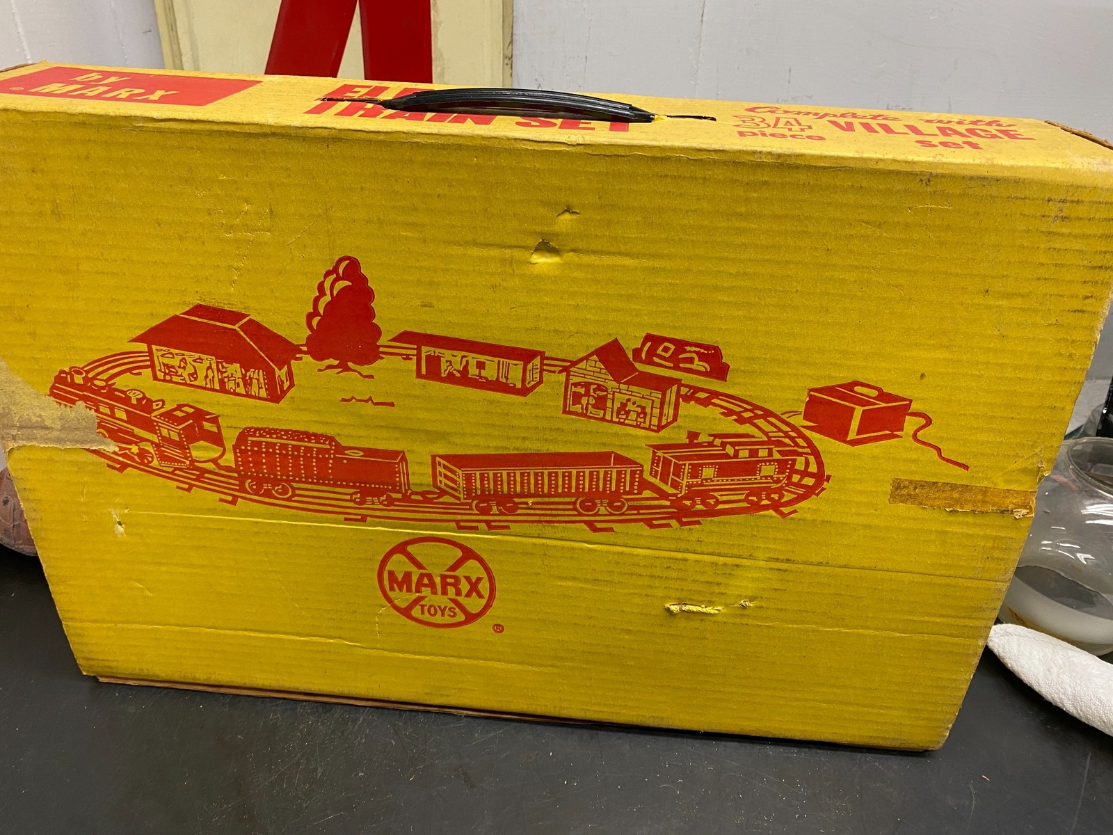 Vintage Marx Toy Electric Train Set village Carry Box 4218 Steam Engine Tender eBay