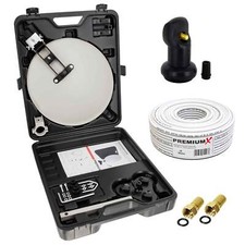 PremiumX Camping SAT Anlage Satelliten Antenne Single LNB 10m Kabel im Koffer