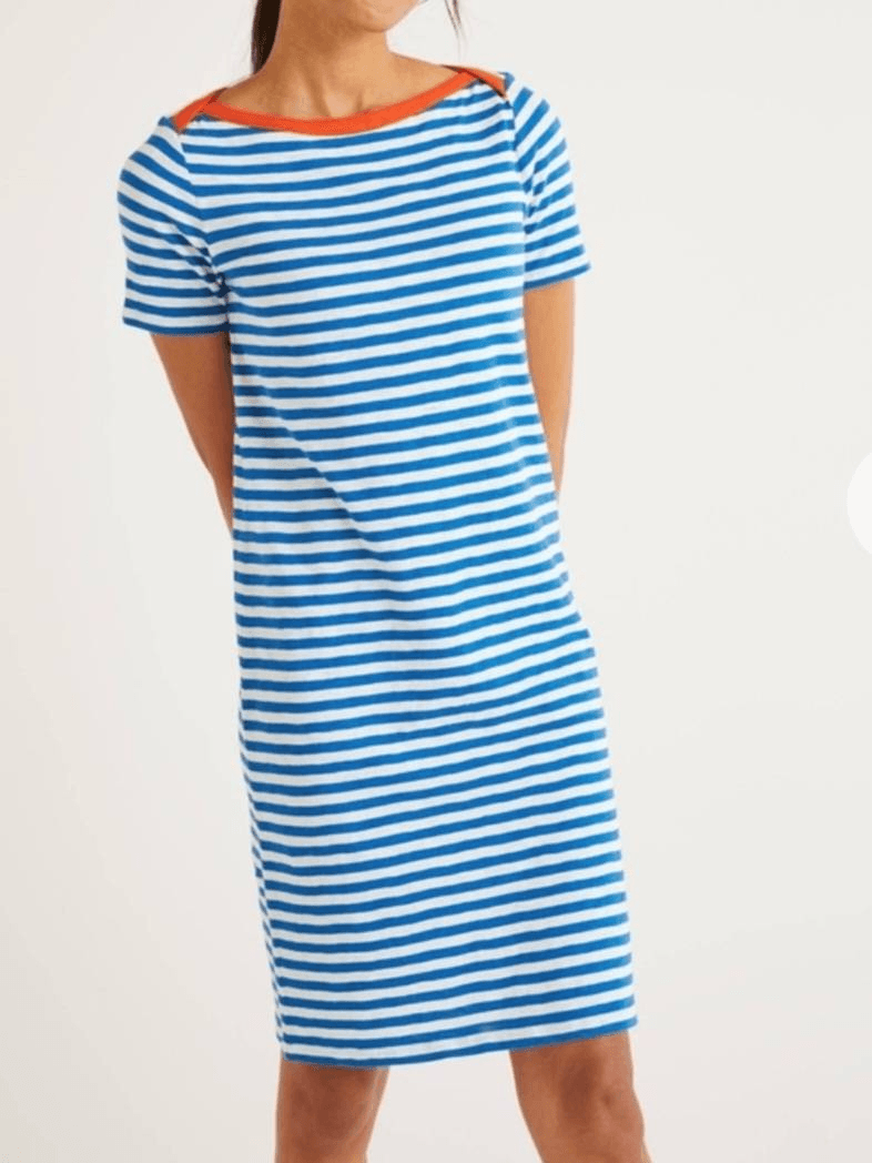 Boden Georgia Jersey striped blue&white T-Shirt Dress sz 8P Boden Georgia Jersey striped blue&white T-Shirt Dress sz 8P