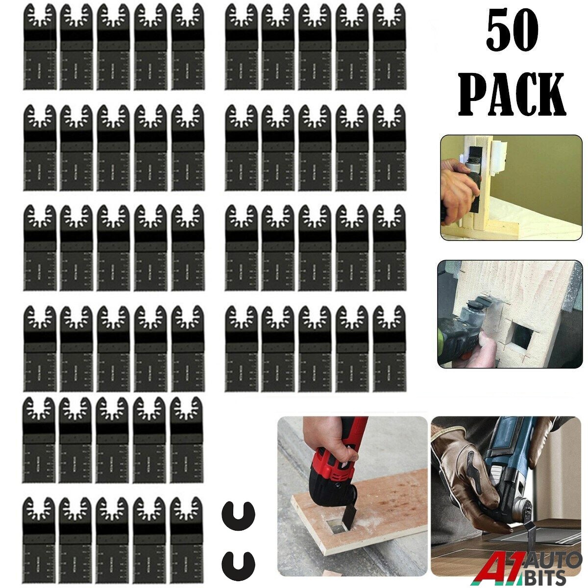 Oscillating Multi Tool Saw Blade Set 34mm Carbide Metal Wood Cutter 50pcs