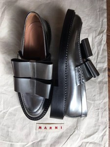 silver flat loafers