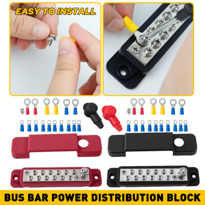 2Pc Way 12 Bus Bar Terminal Block 12V DC 180A Power Distribution Car Boat Marine