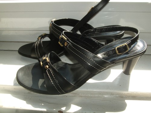 Nuovo sandalo donna tacco Ghirlanda Milano nero vera pelle cuoio 39 cinturino - Foto 11 di 15