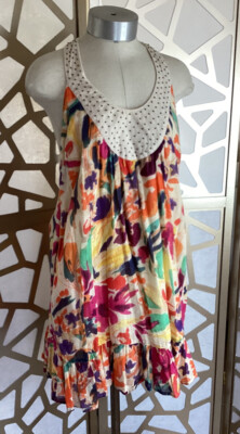 French Connection Goldie Belle Mini Dress Womens 4 Beaded Halter Racerback
