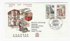 ANDORRA FRENCH 1979 EUROPA ZESTAW 2 OFICJALNYCH OKŁADEK PIERWSZEGO DNIA OBIEGU