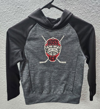 Place Sport Boy's Boss Of The Ice Long Sleeve Hooded Sweatshirt, Gray, S 5/6 