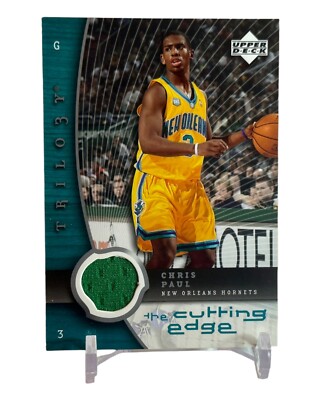 2005 UPPER DECK CHRIS PAUL THE CUTTING EDGE JERSEY HORNETS CARD #CE-CP W/TOP